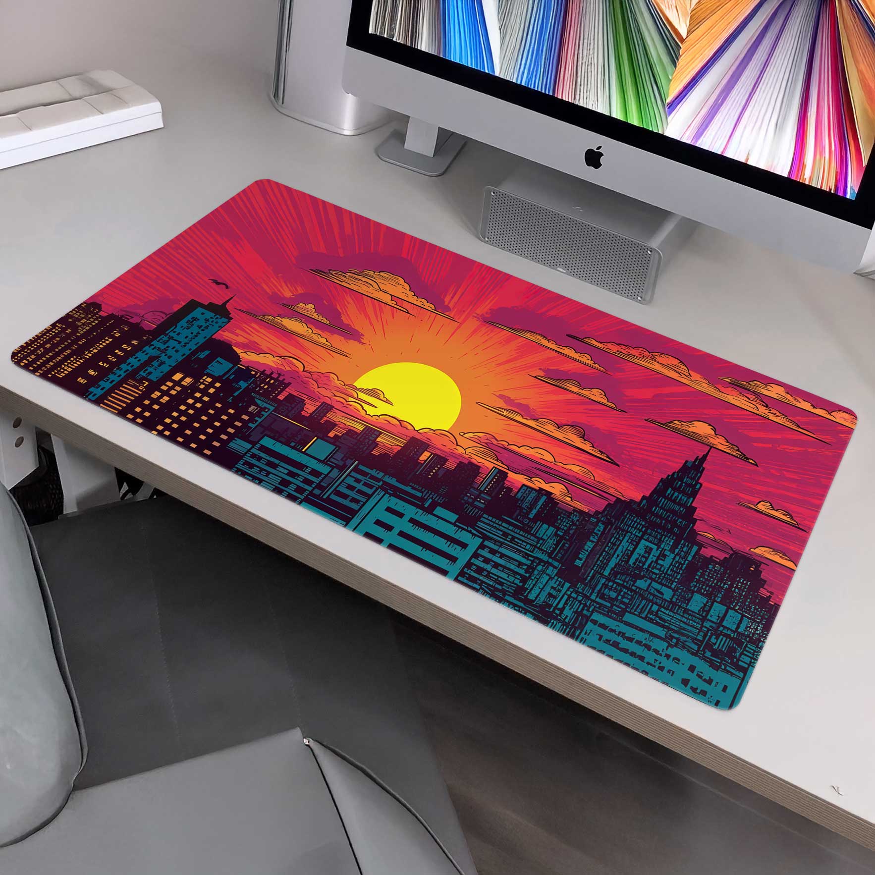Retro Comic Sunset Gaming Mat